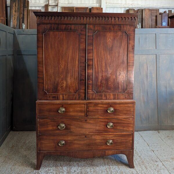 George III Mahogany Linen Press Large Chest of Drawers with Original Handles