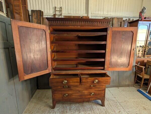 George III Mahogany Linen Press Large Chest of Drawers with Original Handles