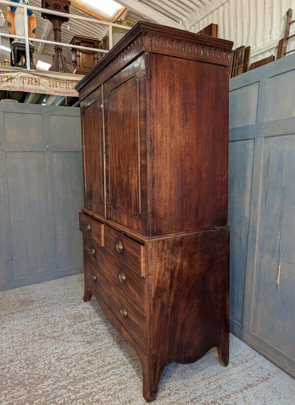 George III Mahogany Linen Press Large Chest of Drawers with Original Handles