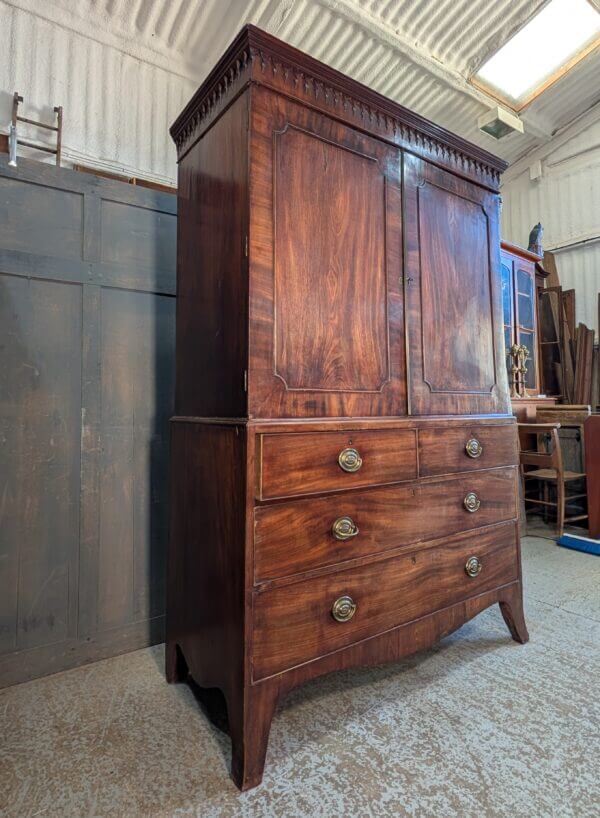 George III Mahogany Linen Press Large Chest of Drawers with Original Handles