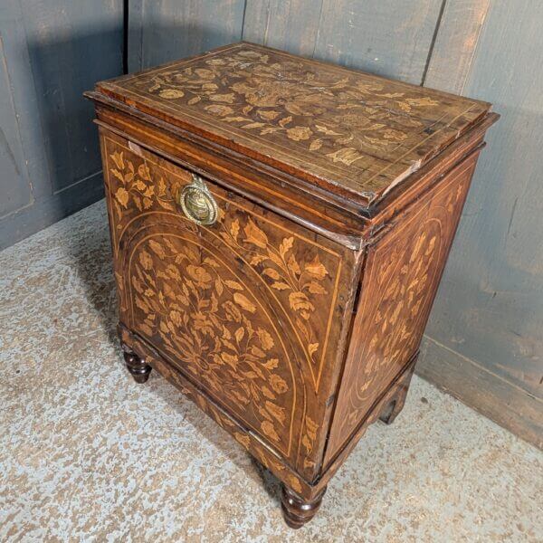 Lovely Dutch 19th Century Floral Marquetry Inlaid Wine Box Cabinet