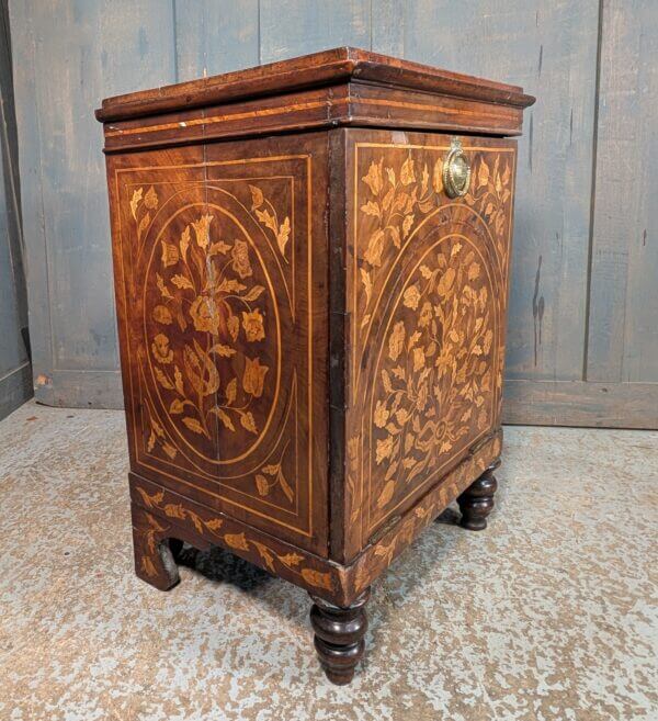 Lovely Dutch 19th Century Floral Marquetry Inlaid Wine Box Cabinet