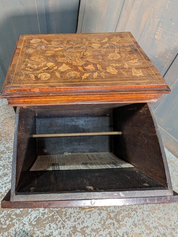 Lovely Dutch 19th Century Floral Marquetry Inlaid Wine Box Cabinet