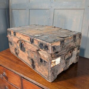 Extremely Battered and Mysterious Early 1800's Studded Trunk