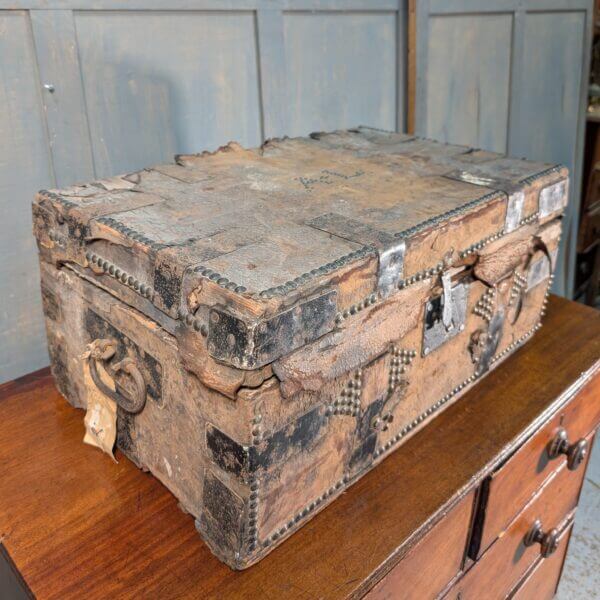 Extremely Battered and Mysterious Early 1800's Studded Trunk