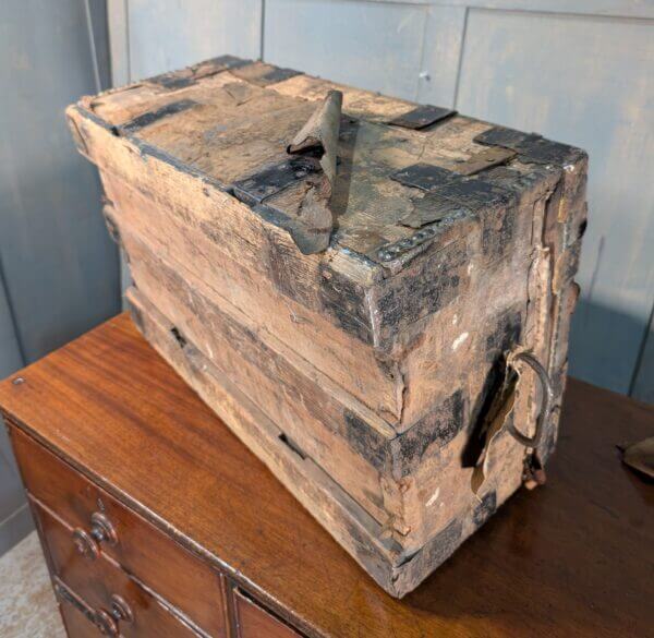 Extremely Battered and Mysterious Early 1800's Studded Trunk