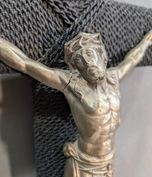 Large Vintage French Crucifix covered in Thousands of Beads