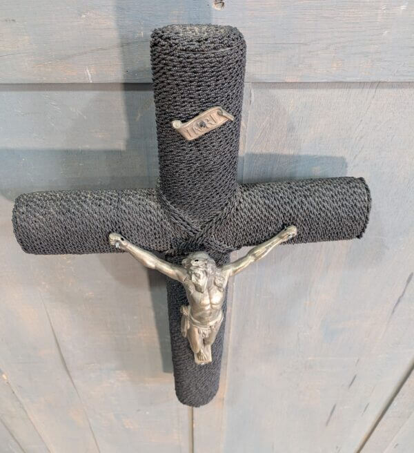 Large Vintage French Crucifix covered in Thousands of Beads