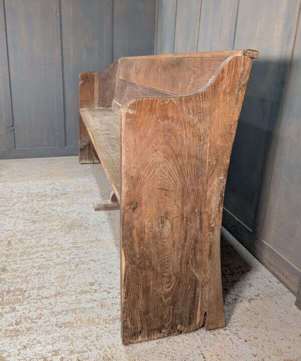 Characterful Antique 1800's French Elm Church Bench Pew