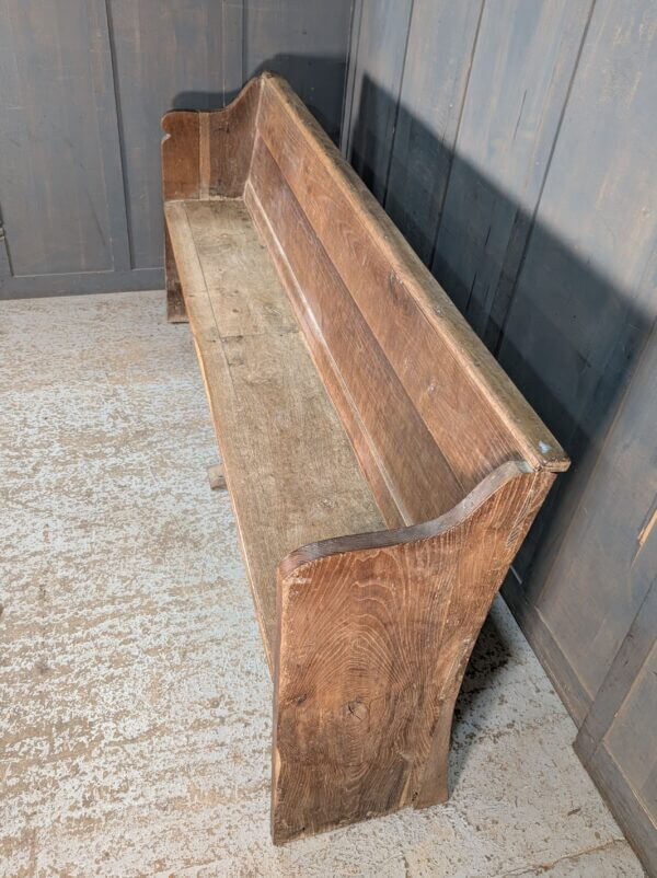 Characterful Antique 1800's French Elm Church Bench Pew