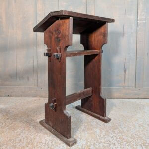 Small Dark Hardwood Prayer Desk Prie Dieu with 6 Pegged Struts