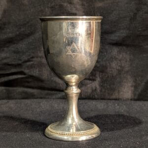 Solid Silver Vintage Engraved Jewish Judaica Kiddush Cup Chalice Larger One