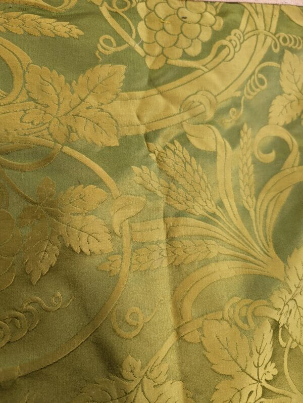 Antique Green Damask Silk Altar Cloth with Gold Cross - PROJECT -