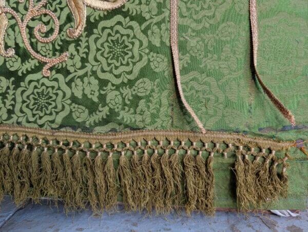 Very Ornate Antique Green & Gold Embroidered Altar Cloth & Superfrontal