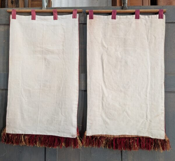 Exciting High Church 1980's Antique Embroidered Gold & Red Damask Banner Hangings