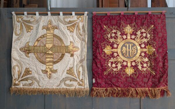 Fabulous Victorian Gold Red & Ivory Church Banner Hangings