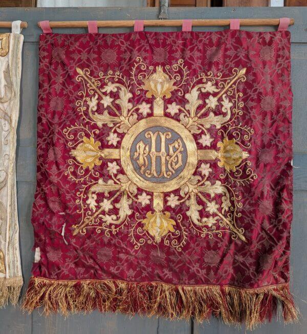 Fabulous Victorian Gold Red & Ivory Church Banner Hangings