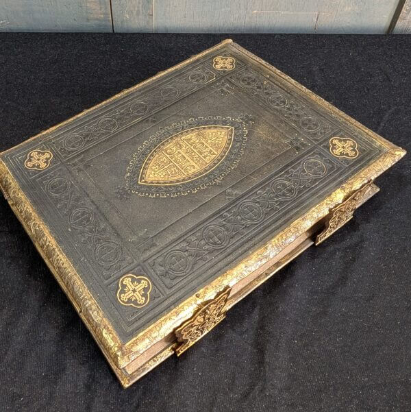 Victorian Brown's Leatherbound Family Bible with Brass Clasps