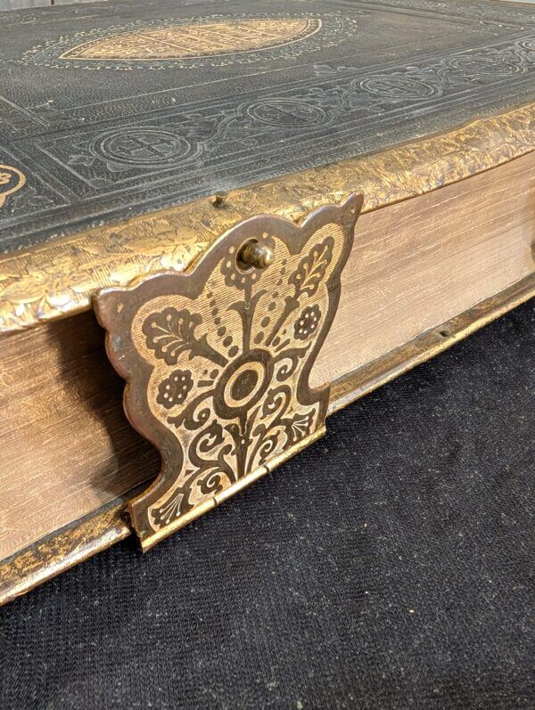 Victorian Brown's Leatherbound Family Bible with Brass Clasps