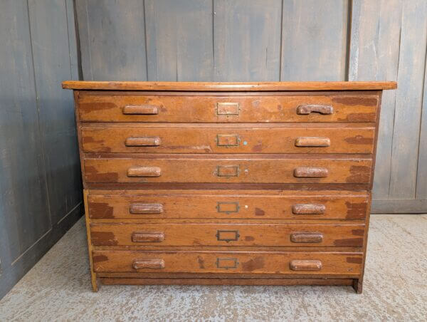 Mid Century Oak 'Crusader' Plan Vestment Chest with Six Drawers