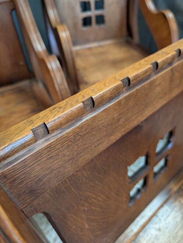 Six Well Made 1920's Vintage Oak Gothic Glastonbury Clergy Chairs Set