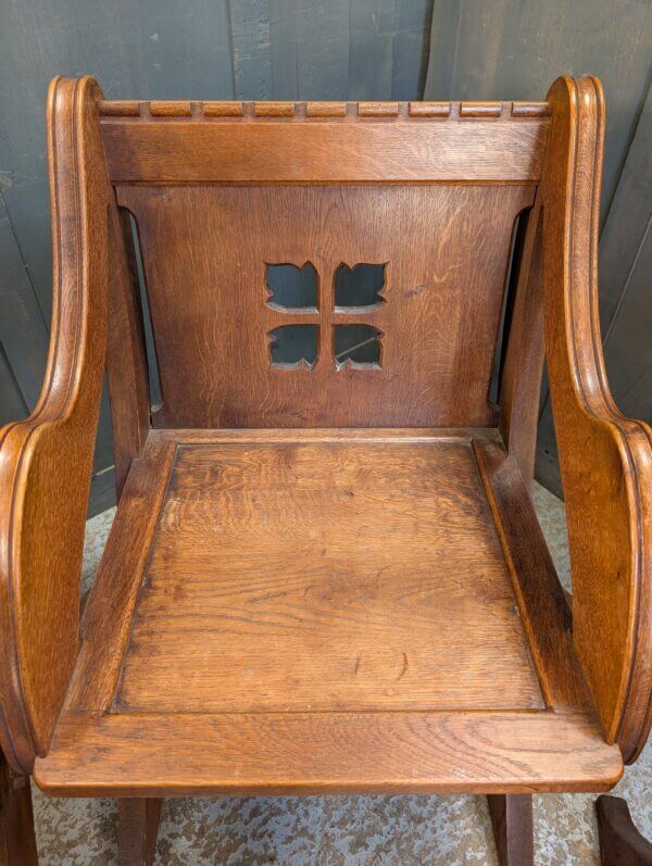 Six Well Made 1920's Vintage Oak Gothic Glastonbury Clergy Chairs Set