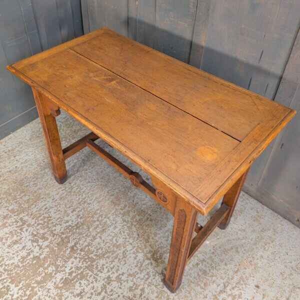 'Do This In Remembrance Of Me' Gothic Carved Oak Antique Communion Table