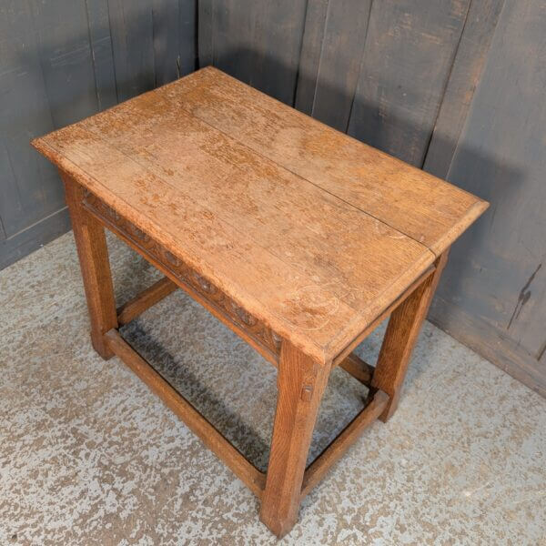 Carved 1930's Tudor Revival Oak Small Credence Table