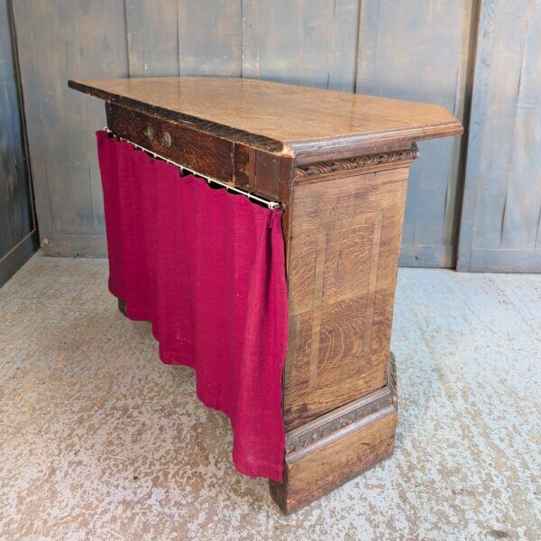 Small Inlaid Oak Lady Private Chapel 1930's Vintage Church Altar with Storage