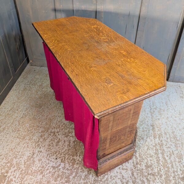 Small Inlaid Oak Lady Private Chapel 1930's Vintage Church Altar with Storage