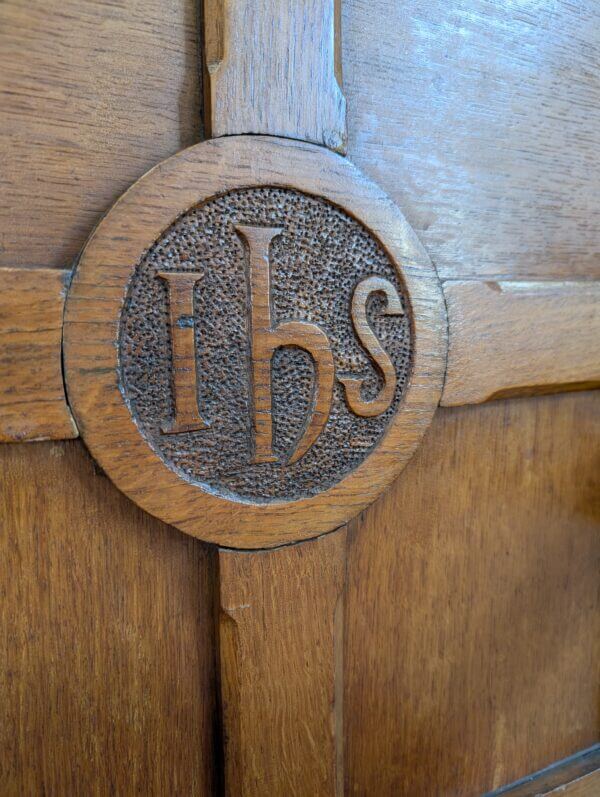 IHS 1910's Antique Oak Gothic Clergy Armchair form St Andrew's Liverpool