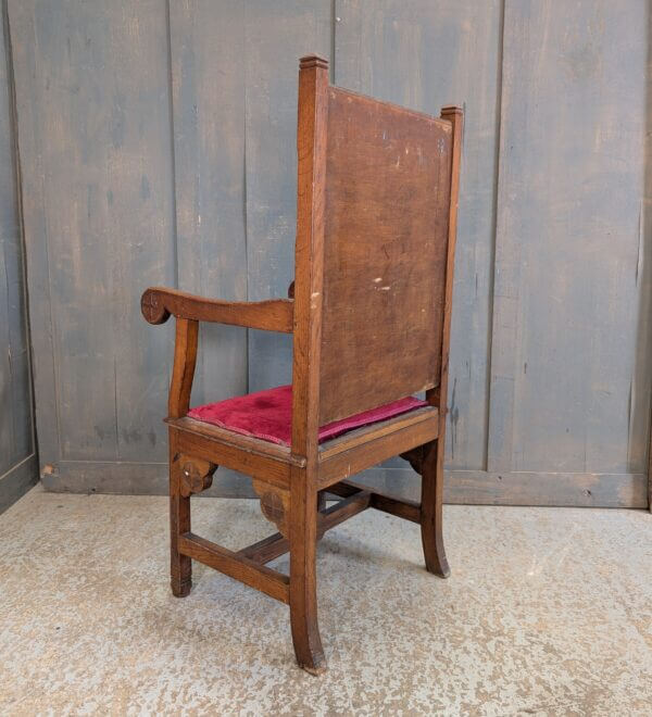 IHS 1910's Antique Oak Gothic Clergy Armchair form St Andrew's Liverpool