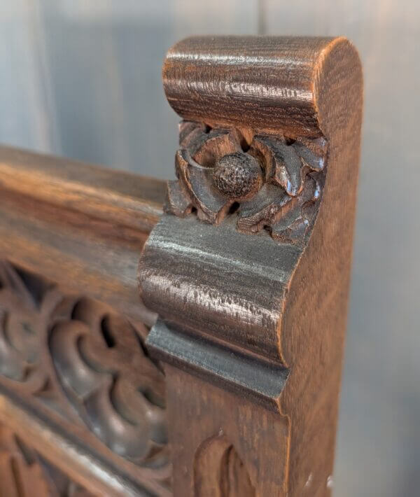 Set of Three Large Carved Antique Oak Gothic Clergy Chairs from St Andrew's Liverpool