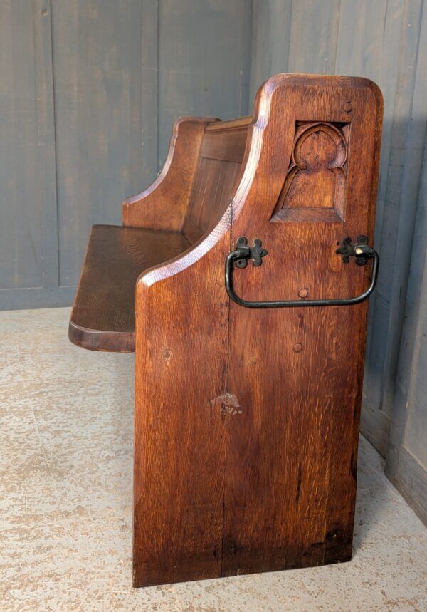Carved End Oak Gothic Church Chapel Pews Benches with Handles