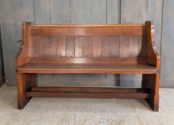 Carved End Oak Gothic Church Chapel Pews Benches with Handles