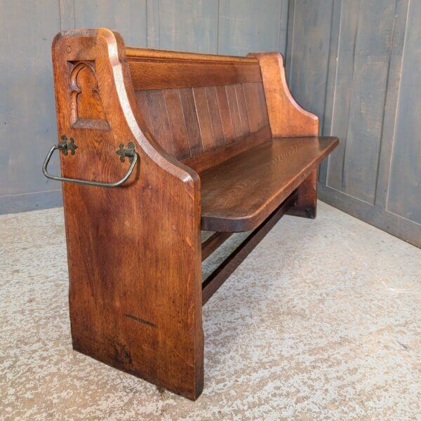 Carved End Oak Gothic Church Chapel Pews Benches with Handles