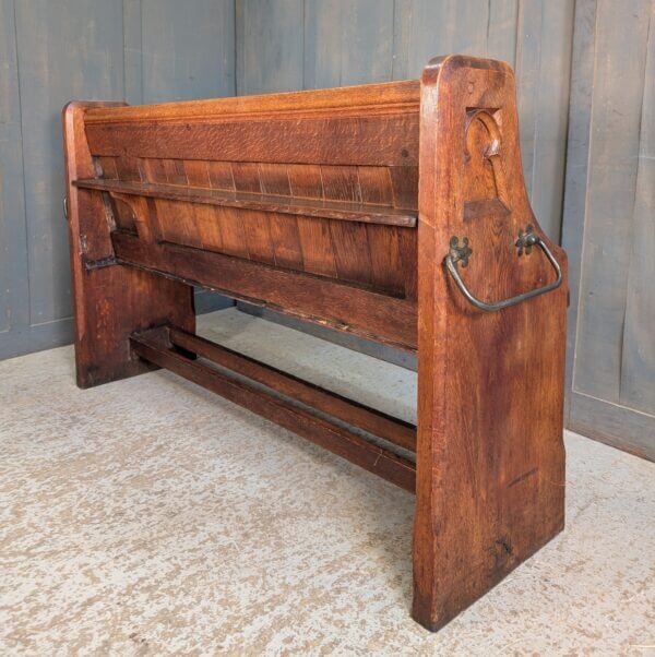 Carved End Oak Gothic Church Chapel Pews Benches with Handles
