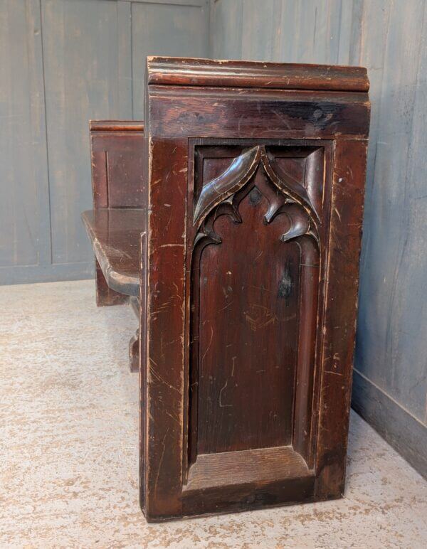 Victorian Pine Gothic Square Ended Solid Back Church Chapel Pews Benches