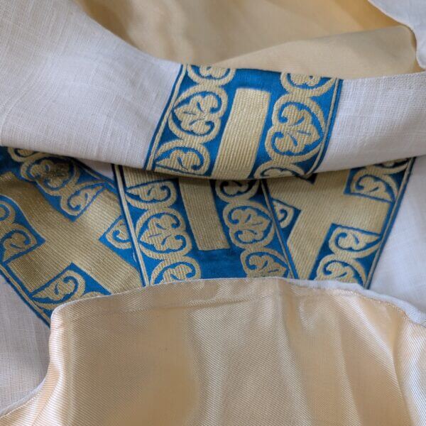 Marian Semi-Gothic Blue Gold & Cream Chasuble & Stole