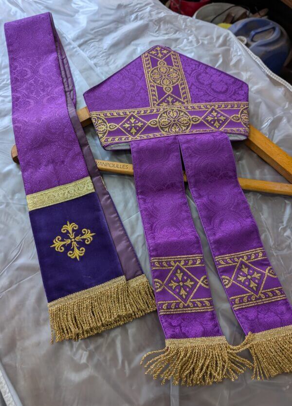Modern Purple Cope with Mitre and Stole As New