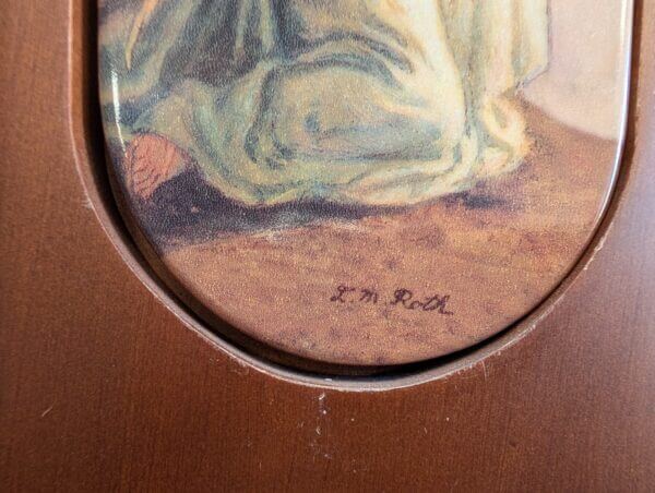 Unusual German'Peoples Art' Porcelain & Wood Triptych of The Wonder of Christmas by LM Roth