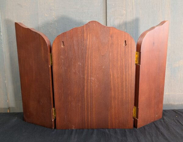 Unusual German'Peoples Art' Porcelain & Wood Triptych of The Wonder of Christmas by LM Roth