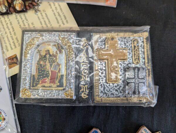 Fun Collection of Catholic Accessories - Rosary, Teresa Plate, Holy Family in a Packet, Holy Bracelet