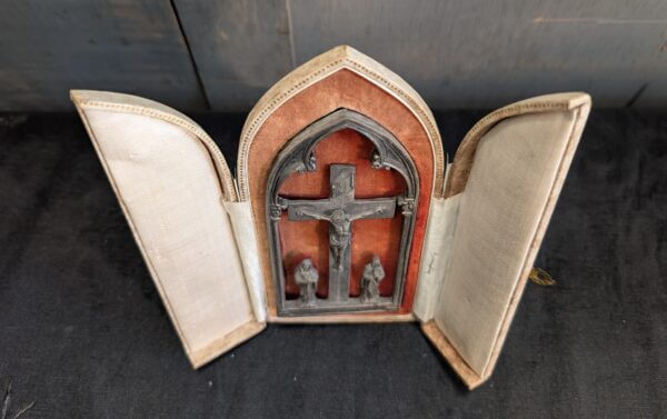 1950's Vintage Italian Crucifixion, Standing Travel Shrine