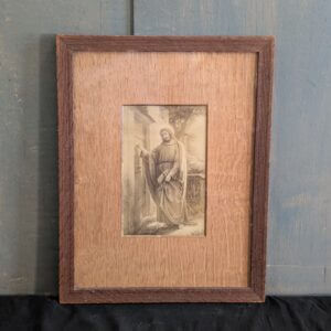 1920's Antique Framed Print of Jesus At The Door