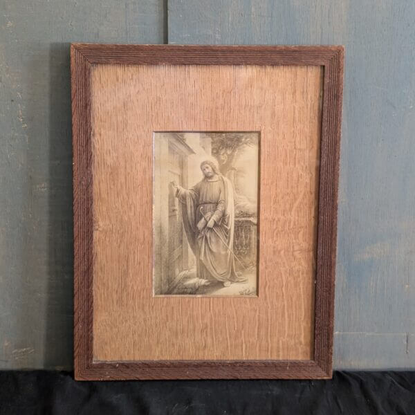 1920's Antique Framed Print of Jesus At The Door