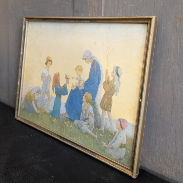 1930's Vintage Framed Margaret Tarrant Picture 'The First Flower Service'