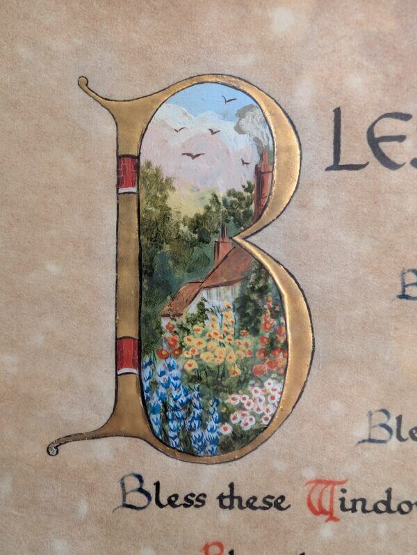 1940's Vintage Hand Painted 'Bless This House' Prayer
