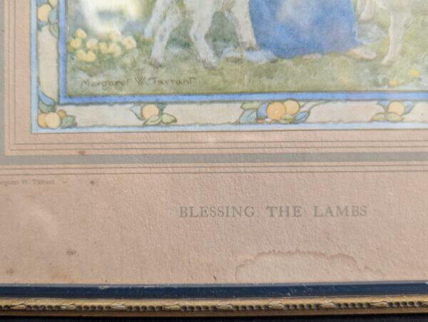 Lovely Small Margaret Tarrant Framed Print 'Blessing The Lambs'
