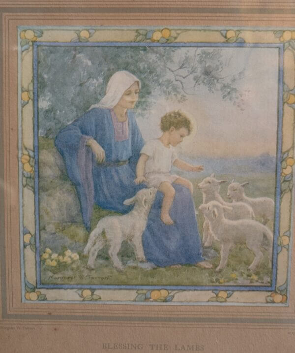 Lovely Small Margaret Tarrant Framed Print 'Blessing The Lambs'